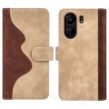 For Xiaomi Redmi 13C Stitching Horizontal Flip Leather Phone Case(Yellow)