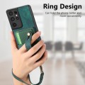 For Samsung Galaxy S21 Ultra 5G Retro Cross Wristband Wallet Leather Back Phone Case(Green)
