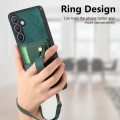 For Samsung Galaxy S24 5G Retro Cross Wristband Wallet Leather Back Phone Case(Green)