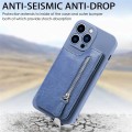 For iPhone 14 Pro Max Zipper Wallet Leather Back Shockproof Phone Case(Blue)