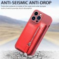 For iPhone 14 Plus Zipper Wallet Leather Back Shockproof Phone Case(Red)