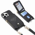 For iPhone 15 Pro Max Crossbody Love Zipper Leather Back Phone Case(Black)