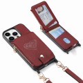For iPhone 15 Pro Max Crossbody Love Zipper Leather Back Phone Case(Red)