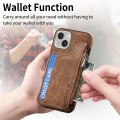 For iPhone 15 Pro Magsafe Zipper RFID Wallet All-inclusive Shockrpoof Phone Case(Brown)