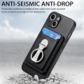 For iPhone 15 Plus Skin Feel Ring Holder Wallet Magnetic Phone Case(Black)