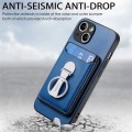 For iPhone 15 Plus Skin Feel Ring Holder Wallet Magnetic Phone Case(Blue)