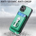 For iPhone 15 Plus Skin Feel Ring Holder Wallet Magnetic Phone Case(Green)