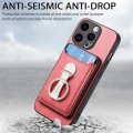 For iPhone 15 Pro Skin Feel Ring Holder Wallet Magnetic Phone Case(Pink)