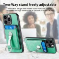 For iPhone 15 Pro Skin Feel Ring Holder Wallet Magnetic Phone Case(Green)