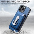 For iPhone 15 Skin Feel Ring Holder Wallet Magnetic Phone Case(Blue)