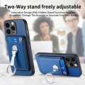 For iPhone 15 Pro Max Skin Feel Ring Holder Wallet Magnetic Phone Case(Blue)