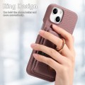 For iPhone 15 Litchi Leather Oil Edge Ring Card Back Phone Case(Jujube apricot)