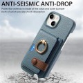 For iPhone 15 Litchi Leather Oil Edge Ring Card Back Phone Case(Light blue)