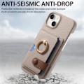 For iPhone 15 Plus Litchi Leather Oil Edge Ring Card Back Phone Case(Khaki)