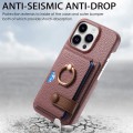 For iPhone 15 Pro Litchi Leather Oil Edge Ring Card Back Phone Case(Jujube apricot)