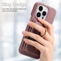 For iPhone 15 Pro Litchi Leather Oil Edge Ring Card Back Phone Case(Jujube apricot)