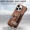 For iPhone 15 Pro Litchi Leather Oil Edge Ring Card Back Phone Case(Brown)
