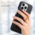 For iPhone 15 Pro Litchi Leather Oil Edge Ring Card Back Phone Case(Black)