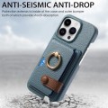 For iPhone 15 Pro Litchi Leather Oil Edge Ring Card Back Phone Case(Light blue)