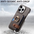For iPhone 15 Pro Litchi Leather Oil Edge Ring Card Back Phone Case(Grey)