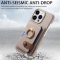 For iPhone 15 Pro Litchi Leather Oil Edge Ring Card Back Phone Case(Khaki)