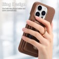For iPhone 15 Pro Max Litchi Leather Oil Edge Ring Card Back Phone Case(Brown)