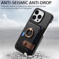 For iPhone 15 Pro Max Litchi Leather Oil Edge Ring Card Back Phone Case(Black)