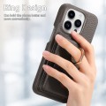 For iPhone 15 Pro Max Litchi Leather Oil Edge Ring Card Back Phone Case(Grey)