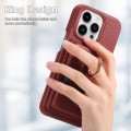 For iPhone 15 Pro Max Litchi Leather Oil Edge Ring Card Back Phone Case(Red)