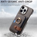 For iPhone 13 Pro Litchi Leather Oil Edge Ring Card Back Phone Case(Grey)