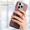 For iPhone 14 Pro Litchi Leather Oil Edge Ring Card Back Phone Case(Jujube apricot)