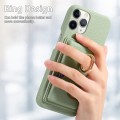 For iPhone 11 Pro Max Litchi Leather Oil Edge Ring Card Back Phone Case(Tea Green)