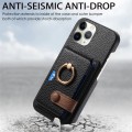 For iPhone 11 Pro Max Litchi Leather Oil Edge Ring Card Back Phone Case(Black)