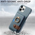 For iPhone 11 Pro Max Litchi Leather Oil Edge Ring Card Back Phone Case(Light Blue)