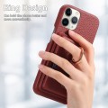 For iPhone 11 Pro Max Litchi Leather Oil Edge Ring Card Back Phone Case(Red)