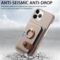 For iPhone 11 Pro Max Litchi Leather Oil Edge Ring Card Back Phone Case(Khaki)
