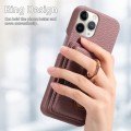 For iPhone 11 Pro Litchi Leather Oil Edge Ring Card Back Phone Case(Jujube Apricot)