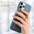 For iPhone 11 Pro Litchi Leather Oil Edge Ring Card Back Phone Case(Light Blue)