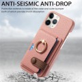 For iPhone 11 Pro Litchi Leather Oil Edge Ring Card Back Phone Case(Pink)