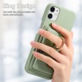 For iPhone 11 Litchi Leather Oil Edge Ring Card Back Phone Case(Tea Green)