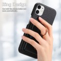For iPhone 11 Litchi Leather Oil Edge Ring Card Back Phone Case(Black)