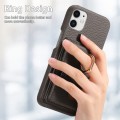 For iPhone 11 Litchi Leather Oil Edge Ring Card Back Phone Case(Grey)
