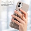 For iPhone 11 Litchi Leather Oil Edge Ring Card Back Phone Case(Khaki)