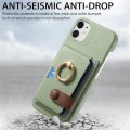 For iPhone 12 mini Litchi Leather Oil Edge Ring Card Back Phone Case(Tea Green)