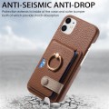For iPhone 12 mini Litchi Leather Oil Edge Ring Card Back Phone Case(Brown)