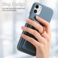 For iPhone 12 mini Litchi Leather Oil Edge Ring Card Back Phone Case(Light Blue)