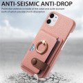 For iPhone 12 mini Litchi Leather Oil Edge Ring Card Back Phone Case(Pink)