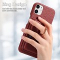 For iPhone 12 mini Litchi Leather Oil Edge Ring Card Back Phone Case(Red)