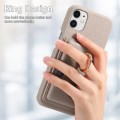 For iPhone 12 mini Litchi Leather Oil Edge Ring Card Back Phone Case(Khaki)