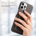 For iPhone 12 Pro Max Litchi Leather Oil Edge Ring Card Back Phone Case(Grey)